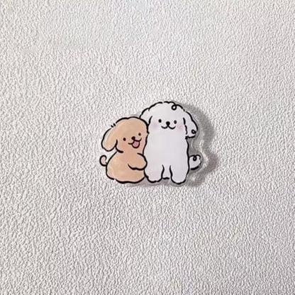 Magnetic Socket Pocket Stand Phone Grip Tok Bracket Korean Cute Cartoon Puppy Grip for iPhone Samsung Xiaomi Ring Finger Holder (A) - color: A