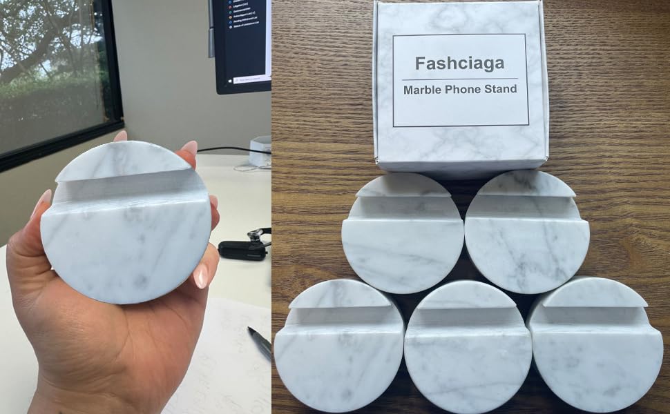 fashciaga Luxurious Marble Cell Phone Stand Holder for Cellphone Tablet On Desk, Countertop, Table, Nightstand. Heavy Real Stone Mobile Phone Stands (Solid) - style: Solid