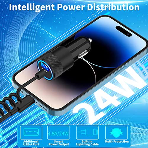 Apple MFi Certified iPhone Car Charger Fast Charging + 6FT Lightning Cable - color: Pure White