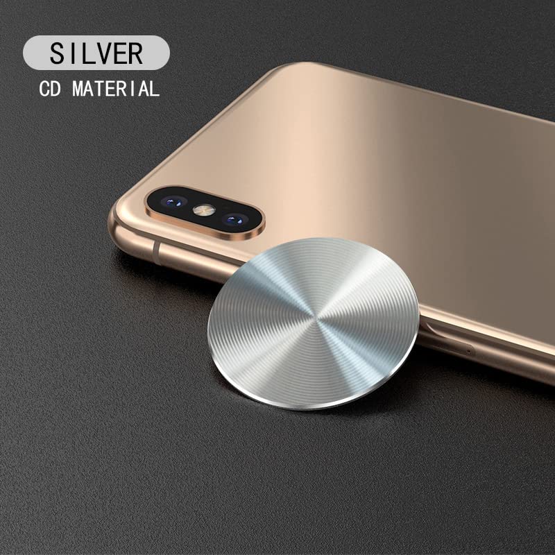 SALEX Phone Metal Plates 4 Pack for Magnetic Car Mount. Kit of 4 Clear Silver Round 3M Adhesive Discs Without Holes for Case Back. Strong Circular Cell Phone Magnet Holder Replacement Stickers Set - color: Silver