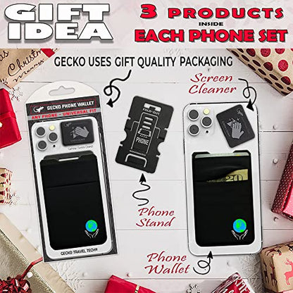 Gecko Travel Tech Double Pocket - Adhesive Card Holder - Cell Phone Pouch - Stick on Spandex Pocket - Carry Credit Cards and Cash (Earth Black) - color: EARTH BLACK