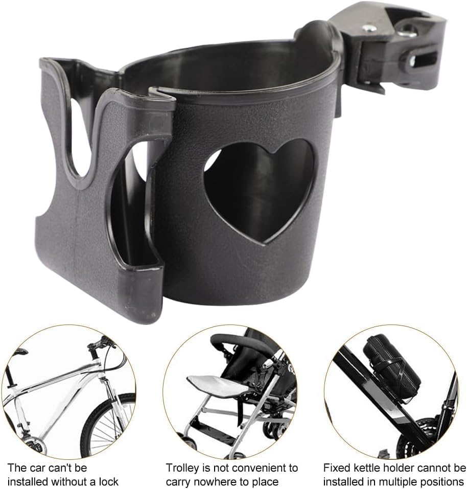2 in 1 Stroller Cup Holder with Phone Holder, Drink Cup Bottle Holder Easy to Install Practical Cup Phone Holder Bottle Holder for Stroller Bike, Wheelchair/Walker