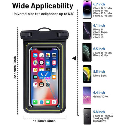 Floating Waterproof Phone Pouch, Touch-Sensitive Dry Bag with Lanyard for Swimming, Diving, Rafting & Beach Trips (Black) - color: Black