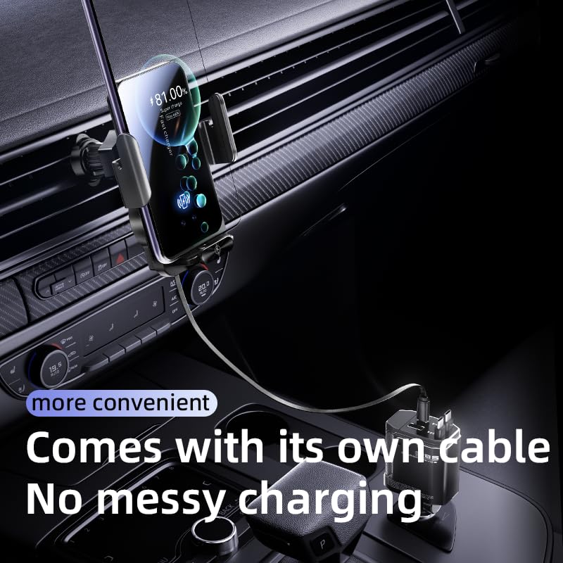Magnetic Phone Holder Wireless Car Charger Phone Mount, Black