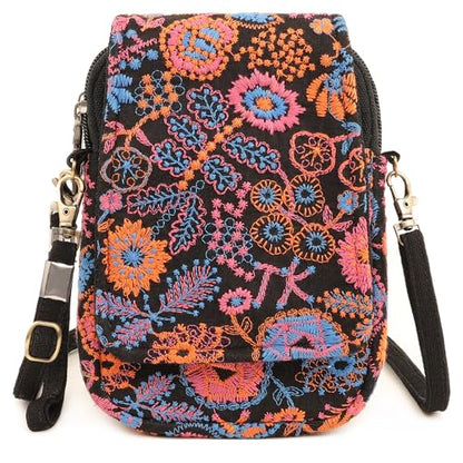 SILKAREA Embroidered Cute Mini Crossbody Bag for Women Small Handbags Wristlet Wallet Bag Cell-phone Pouch Coin Purse - color: Embroidered Red