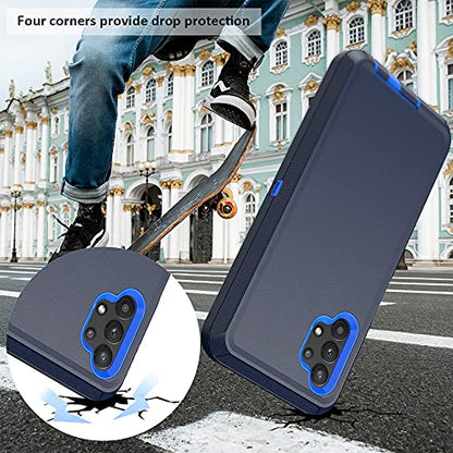 TENCO Compatible with Samsung Galaxy A32 5G Case,with Screen Protectors,Heavy Duty Rugged Shockproof Full Body Protection Kickstand Case Belt Clip Holster for 5G(Blue) SM-A326B, SM-A326B/DS - color: Blue