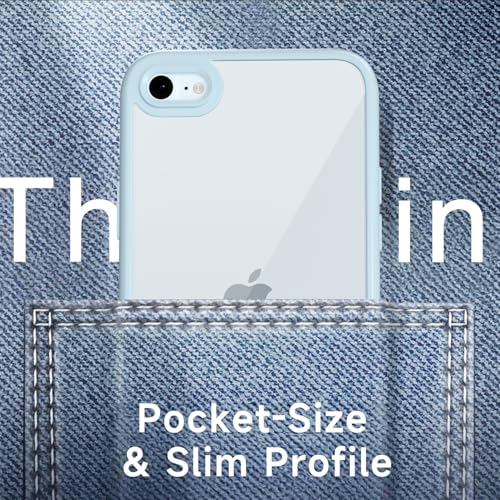 LoeoeL for iPhone SE 2022/2020/ 7/8 Case Clear, Transparent Hybrid SE Phone Case [Hard Plastic & Soft Silicone Bumper] Acrylic Non Yellowing Thin Slim Protective Cover, Light Blue - color: Light Blue, size: SE / 7 / 8