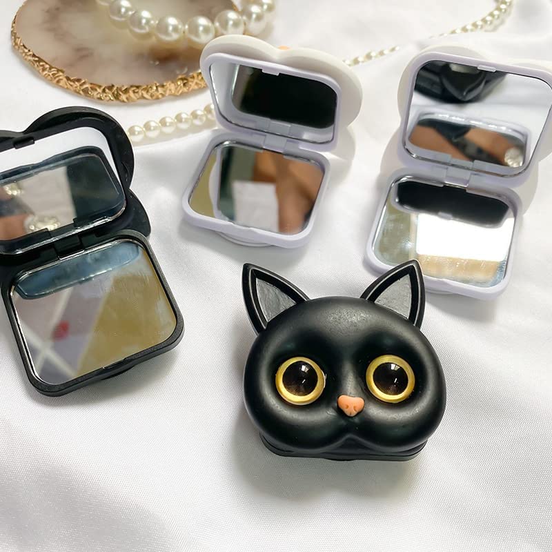2/4Pack 3D Cute Kitten Phone Holder with Mini Mirror,Phone Grip with Small Makeup Mirror,Cute Cat Phone Folding Bracket,3D Cute Cat Cellphone Foldable Finger Grip Holder for All Smartphones (2Pcs-A) - color: 2Pcs-A