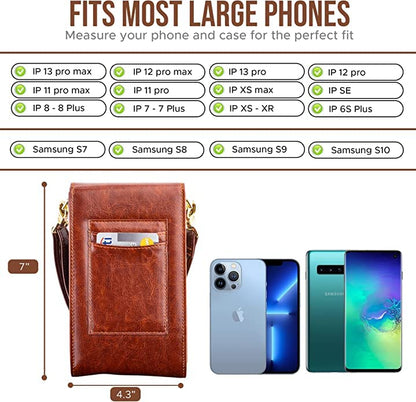 Classico Small Crossbody Phone Purse for Women - Crossbody Bag Wallet for Phone, Cards, Accessories - color: Coffee