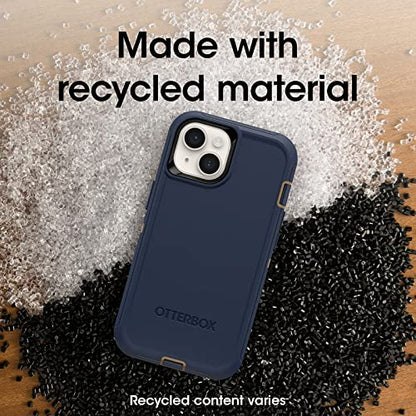OtterBox iPhone 14 & iPhone 13 Defender Series Case - Blue Suede Shoes (Blue), Rugged & Durable, with Port Protection, Includes Holster Clip Kickstand - color: Navy
