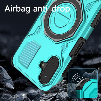 Asuwish Phone Case for Samsung Galaxy A07 4G with Tempered Glass Screen Protector Cover and Magnetic Ring Holder Kickstand Protective Hard Mobile Hybrid Cell Accessories AO7 A 07 Women Men Teal
