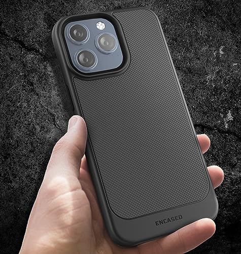 Encased Belt Case for iPhone 15 Pro (2023) Thin Armor Slim Cover with Rotating Phone Holster Clip - Black - size: iPhone 15 Pro