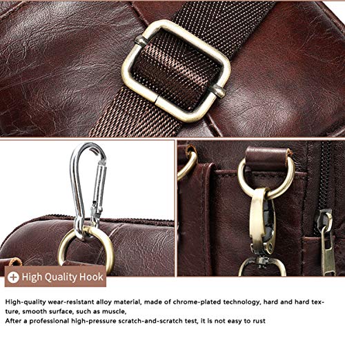 Cell Phone Shoulder Bag Leather Men, Waterproof Phone Waist Bag Messenger Bag Crossbody Purse with Belt Loop Wallet Case - color: Black