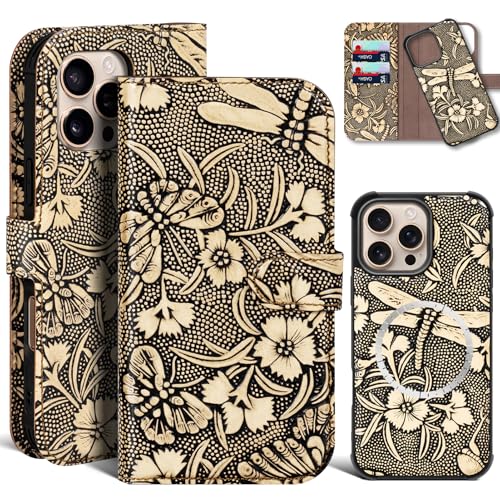 Genuine Leather Wallet Case for iPhone 13 Pro Max - 6.7 inch White | 2-in-1 Magnetic Detachable, Flip Folio with Card Slots, RFID Blocking, Shockproof Protection, Wireless Charging - color: White, size: 13 Pro Max 6.7‘’