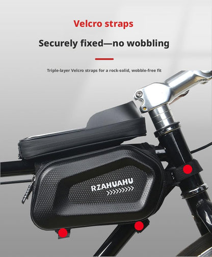 Waterproof Hard Shell Bike Frame Bag, Touch Screen Phone Holder Bag, MTB Cycling Storage Bag,Gift for Dad/Men