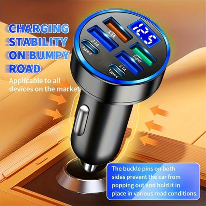 Upgraded 6-in-1 Magnetic Car Wireless Charger Mount, QC3.1+USB-C PD Fast Charge, Dual USB Ports Car Adapter with LED Display, Portable Birthday Gift for 11 Occasions (No Battery)