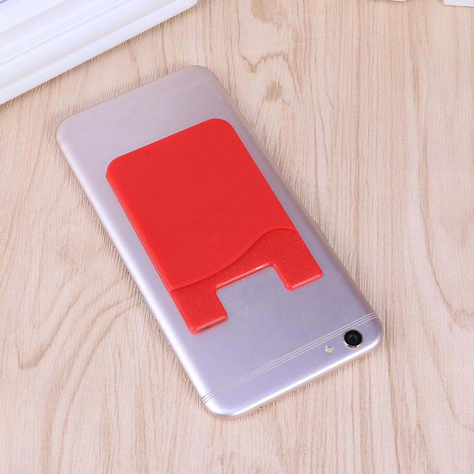 jojofuny 3Pcs Adhesive Mobile Phone Card Holder Stick on Back Cover Phone Wallet for Id Credit Cards Cash Organizer 3.42X2.08In - color: Red