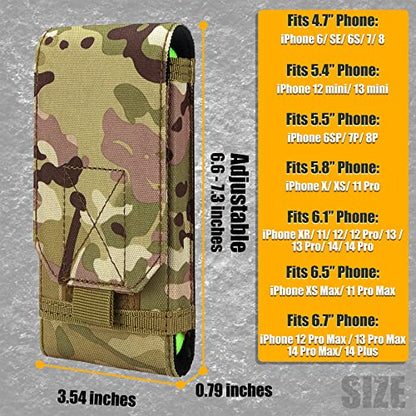 Tactical Molle Phone Holster Pouch, Universal Belt Waist Bag for iPhone 17 Pro Max/17 Pro/17/16 Pro Max/15 Pro Max/14 Pro Max/13/12, Samsung S25 Ultra/S24/S23, Size L - color: Camo(2 Pack)