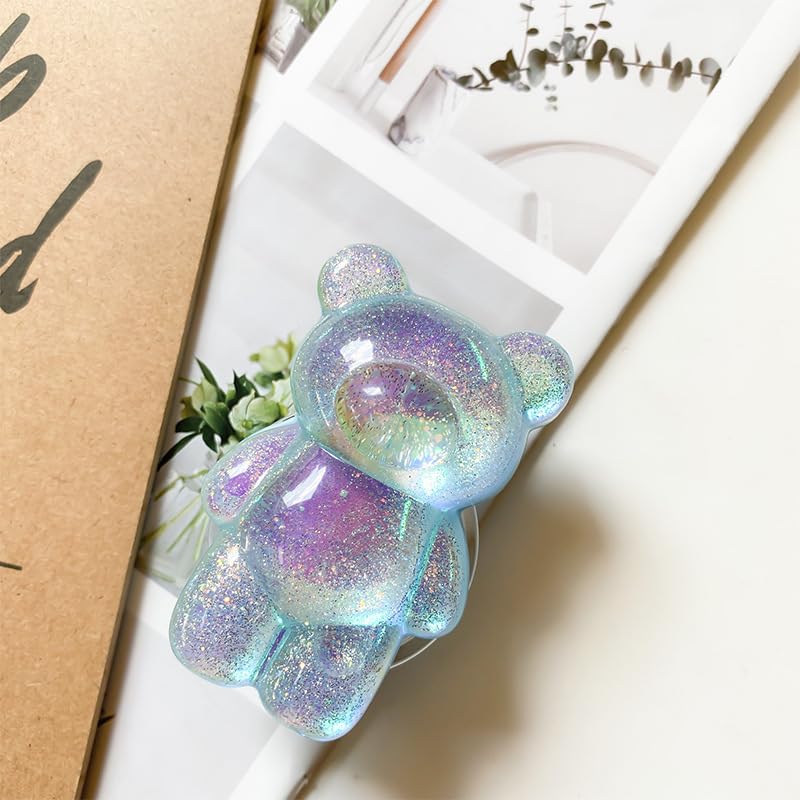 3D Gummy Bear Phone Grip Stand Cute Gummy Bear Style Expandable Collapsible Mobile Phone Grip Stand Holder Comfortable to Hold Phone Grips for Smartphone & Tablet Cell Phone (Blue) - color: Blue