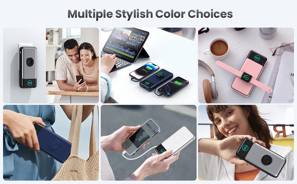 Portable Charger for iPhone with Built-in Cables and AC Wall Plug,26800mah Fast Charging USB C Power Bank,25W PD Travel Essential Battery Pack for iPhone 17/16/15/14/13,Galaxy,Apple Watch (Black) - color: Black