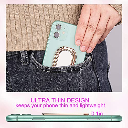Cell Phone Ring Holder Finger Kickstand, CLZWiiN Foldable 360° Rotation Cellphone Stand for Desk, Office Desktop, Magnetic Car Mount, Metal Multi-Angle for Phone Back Grip (Rose Gold) - color: Rose Gold