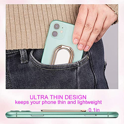 Cell Phone Ring Holder Finger Kickstand, CLZWiiN Foldable 360° Rotation Cellphone Stand for Desk, Office Desktop, Magnetic Car Mount, Metal Multi-Angle for Phone Back Grip (Rose Gold) - color: Rose Gold