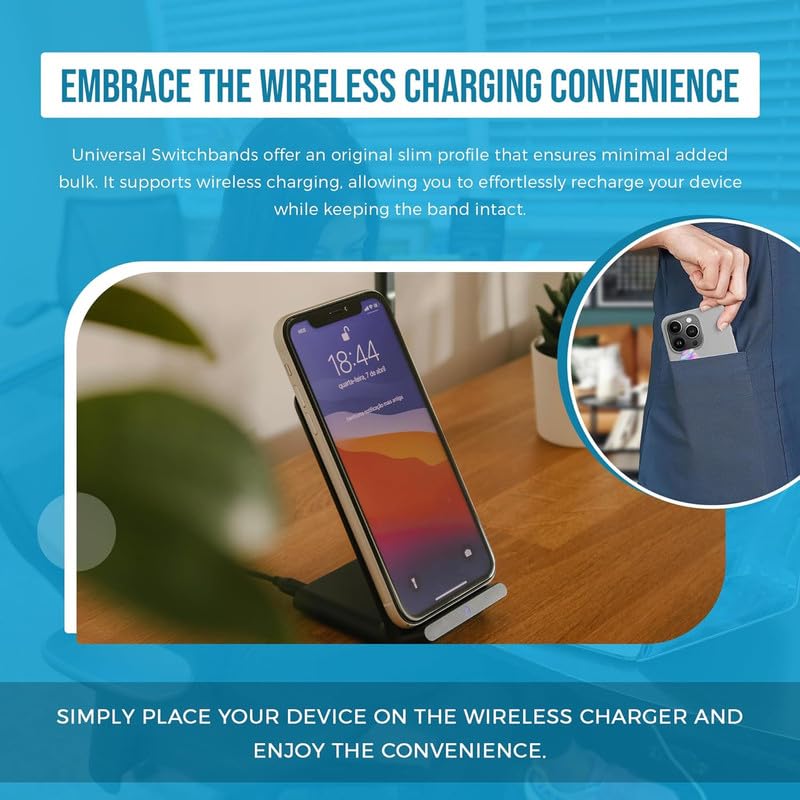 Switchbands Phone Grip Strap - Reversible Finger Holder for Phone Back, Customizable Anti-Slip Design, Wireless Charging Compatible Detachable Holder for iPhone - Starlight Weave - color: Starlight Weave