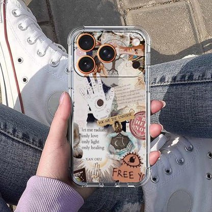 Case for iPhone 17 Pro with Aesthetic Beige Desgin,Spiritual Hippie Quotes Collage,Clear Soft TPU Bumper Phone Cover,6.3"(Beige,17Pro) - color: Beige, size: iPhone 17 Pro