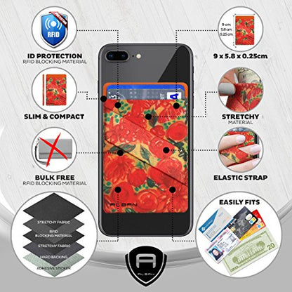 Alban Credit Card Holder Stick on Cell Phone Wallet RFID Blocking Pack of 2 - color: Orange Floral