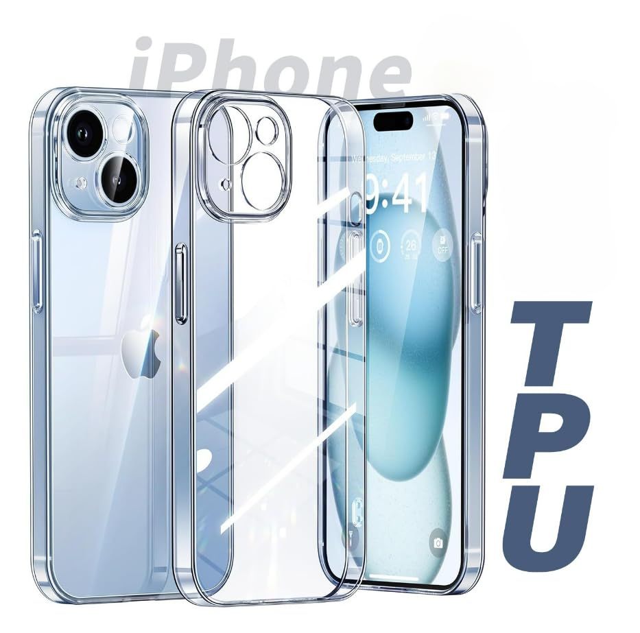Clear TPU Case for Phone 15 Series, Anti-Yellowing, Slim Transparent Protective Cover (iPhone 14)