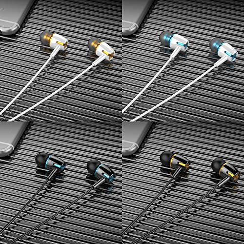 YNR 4 Packs Wired Earbuds with Microphone & Volume Control, in-Ear Earphones for School, Noise Islating, for 3.5mm Jack iPhone iPad iPod Samsung Google Devices (Black White) - color: Mixed color 4 pairs