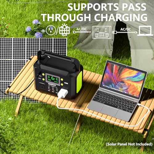 GENSROCK Portable Power Station,300W Pure Sine Wave Solar Generator - color: Gray Green