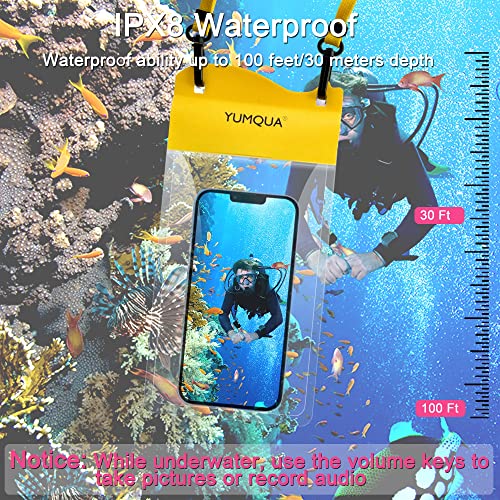 YUMQUA IPX8 Waterproof Phone Pouch, Cell Phone Dry Bags, Large Size 2 Pack | Touchscreen Waterproof Phone Case Clear for iPhone 17/16/15 Pro Max Galaxy S26 Ultra for Beach Swimming Boating Paddle Board