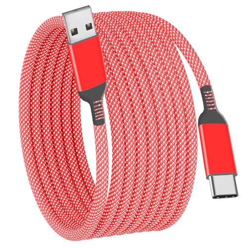 USB C Cable 15FT, Extra Long USB-A to USB-C Cable Braided Red - color: Red, size: 15FT