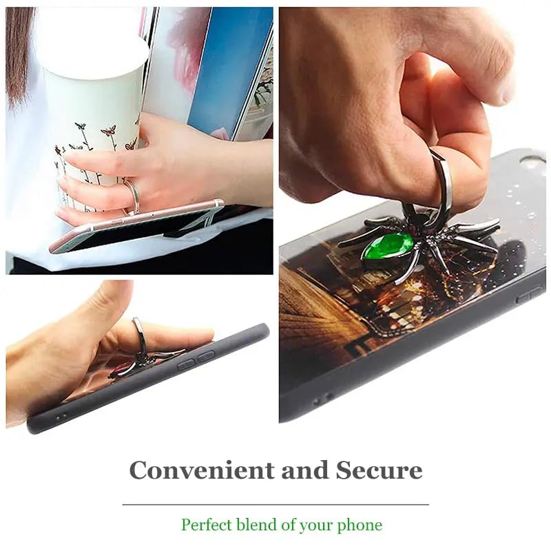 Spider Shape Mobile Ring Holder Stand, 360 Degree Rotation Universal Finger Kickstand with Polished Metal Phone Grip for Cell Phone (Green) - color: Green