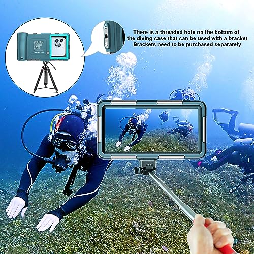 Professional Waterproof Diving Case for Snorkeling, 15M/50FT Underwater Photo & Video Protective Housing Lanyard for iPhone 17/16/15/14/13-11Pro Max/Samsung S25/S24/S23/S22/S21Ultra/Plus Teal-Blue
