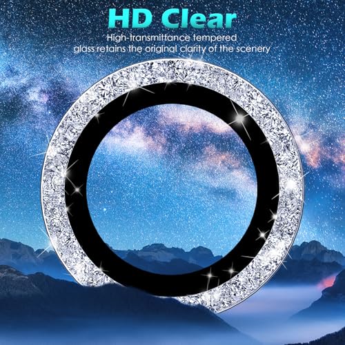 imluckies for Samsung Galaxy S25 Ultra Camera Lens Protector Bling, AR+AF Tempered Glass, 9H Anti-Scratch Metal Individual Lens Cover, HD Clear Camera Accessories - Glitter Titanium Blue - color: Bling Blue