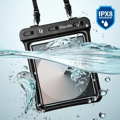 [6.5"x5.9"] DIACUBE Waterproof Phone Pouch For Wide-Screen Foldable Phone - Samsung Galaxy Z Fold/Google Pixel Fold/Huawei Folding , IPX8 Floating Waterproof Phone Case, Must-Have Beach Essentials