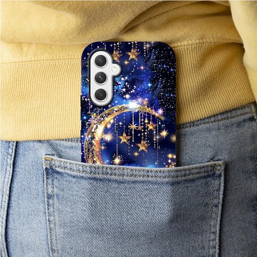 Moon Dreamcatcher Phone Case for Samsung Galaxy S25, Dual Layer Shockproof Rugged Cover with Soft TPU + Hard PC, Anti-Scratch Slim Fit Wireless Charging Compatible - color: Moon Dreamcatcher, size: 6.2" Galaxy S25