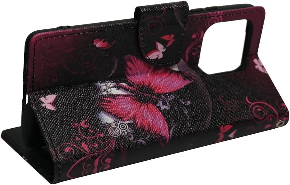 ZASE for Motorola Moto G 5G (2025/2026) Moto G Play (2026) Wallet Phone Case Protective Cover [RFID Blocking] PU Leather Purse Magnetic Closure w/Kickstand Card Slot Wrist Strap (Black Pink Butterfly) - color: Black Pink Butterfly
