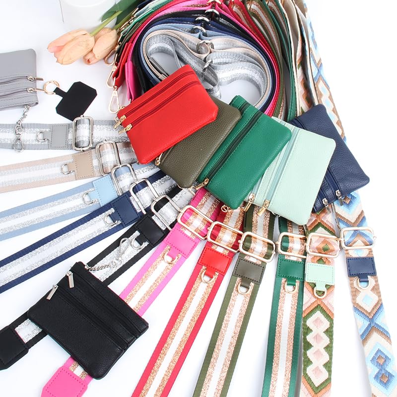 Clip and Go Strap for Phone with Wallet Crossbody - color: Silver-black