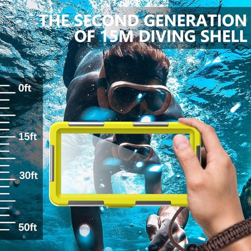 Hllhunkhe Universal Underwater Phone Case for Snorkeling, Professional Diving Waterproof Phone Case for iPhone 7-17 Pro/Pro Max/Plus/Mini, Galaxy S10-S25 Ultra/Plus and Most Phones,Yellow/Black - color: Yellow/Black