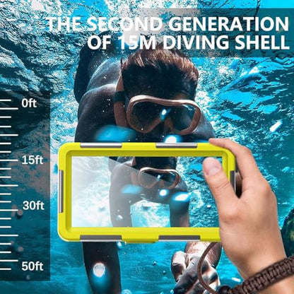 Hllhunkhe Universal Underwater Phone Case for Snorkeling, Professional Diving Waterproof Phone Case for iPhone 7-17 Pro/Pro Max/Plus/Mini, Galaxy S10-S25 Ultra/Plus and Most Phones,Yellow/Black - color: Yellow/Black