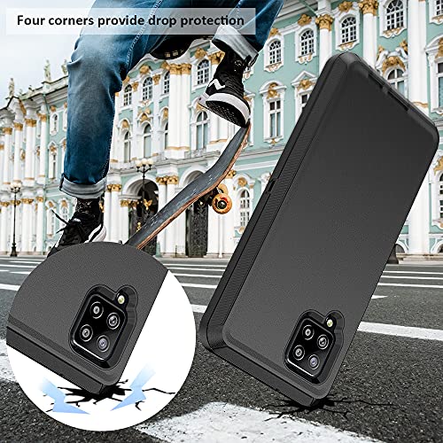 Compatible with Samsung Galaxy A42 5G Case,with Screen Protectors,Heavy Duty Rugged Shockproof Full Body Protection Kickstand Case with Belt Clip Holster for Samsung Galaxy A42 5G (Black) - color: Black