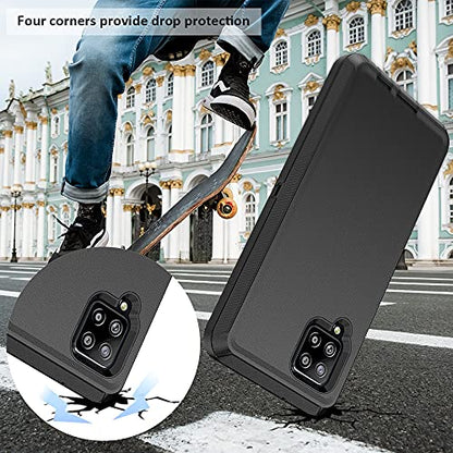 Compatible with Samsung Galaxy A42 5G Case,with Screen Protectors,Heavy Duty Rugged Shockproof Full Body Protection Kickstand Case with Belt Clip Holster for Samsung Galaxy A42 5G (Black) - color: Black