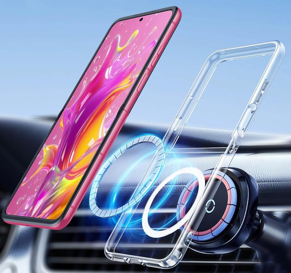 Combo for Motorola RAZR Ultra 2025/2026 Flip Phone Case Belt Clip - Clear | Compatible with MagSafe, Magnetic, Rotating Holster Holder, Also Fits Moto RAZR Plus 2024/2025/2026