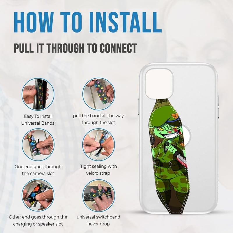 Switchbands Phone Grip Strap - Reversible Finger Holder for Phone Back, Customizable Anti-Slip Design, Wireless Charging Compatible Detachable Holder for iPhone - Starry Threads - color: Starry Threads