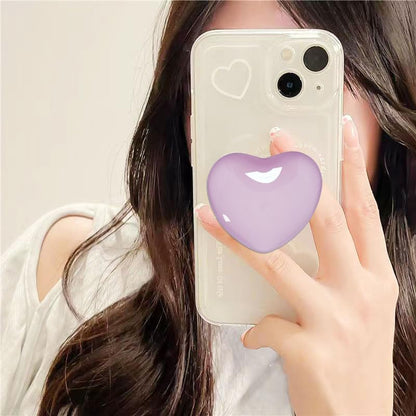 Cute Purple Heart-Shaped Expanding Phone Grip - 3D Crystal Collapsible Phone Mount Holder Stand for Girls Women, Lovely Phone Charm and Accessories，Finger Snap Grip Holder for iPhone, iPad, Kindle