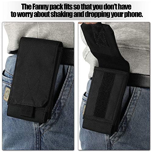 Weewooday 2 Pcs Molle Phone Pouches, 1000d Nylon Universal Tactical Cell Phone, EDC Pouch Holsters Army Holders for Men Belt, Black