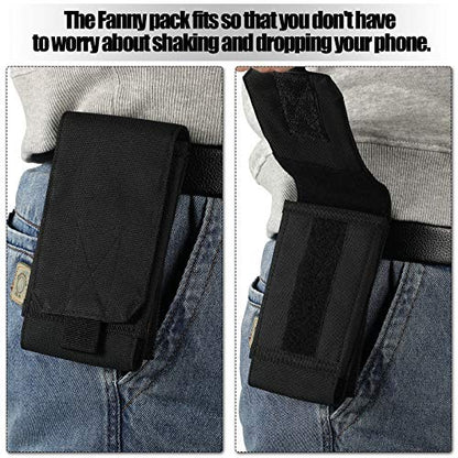Weewooday 2 Pcs Molle Phone Pouches, 1000d Nylon Universal Tactical Cell Phone, EDC Pouch Holsters Army Holders for Men Belt, Black